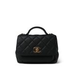 Black Caviar Quilted Business Affinity Flap Light Gold Hardware