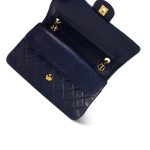 Navy Lambskin Quilted Medium Classic Flap GHW - Image 13
