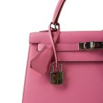 Kelly Sellier 25 Rose Confetti Veau Epsom Palladium Plated X Stamp - Image 5