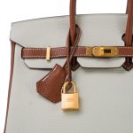 Birkin 25 Bi-Color Horseshoe (HSS) Craie/Gold Taurillon Gold Plated Y Stamp - Image 2