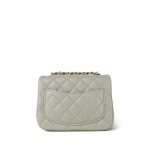 22C Grey Lambskin Quilted Mini Square Flap Light Gold Hardware - Image 7