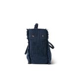 Navy Fringe Canvas Shopping Tote Silver Hardware - Image 3