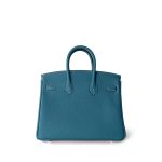 Birkin 25 Blue Jean Togo Palladium Plated B Stamp - Image 10