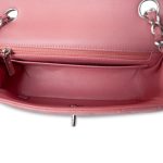 Pink/ Rose Nude Lambskin Quilted Mini Rectangular Flap Silver Hardware - Image 11