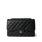 Black Jumbo Caviar Classic Flap Silver Hardware