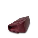 Burgundy Lambskin Quilted Mini Rectangular Flap Silver Hardware - Image 9