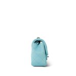 Light Blue Lambskin Quilted Mini Rectangular Flap Silver Hardware - Image 5