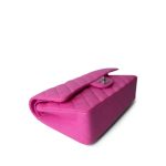 21S Neon Pink Lambskin Quilted Classic Flap Medium Silver Hardware - Image 6