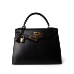 Kelly Sellier 28 Black Box Calfskin Gold Plated (V) Stamp - Image 14