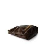 23A Brown Calfskin Quilted Mini 22 Bag Antique Gold Hardware - Image 8