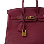 Birkin 25 Rouge Grenat Togo Gold Plated X Stamp - Image 4