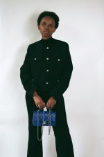 Blue Lambskin Quilted Mini Top Handle Light Gold Hardware - Image 2