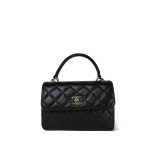 21S Black Lambskin Quilted Small Trendy CC Light Gold Hardware