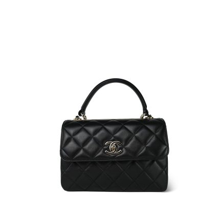 21S Black Lambskin Quilted Small Trendy CC Light Gold Hardware