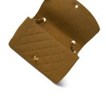 Dark Beige Linen Quilted Diana Flap Medium Gold Hardware - Image 15