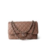 17B Dark Beige Caviar Quilted Classic Flap Jumbo Silver Hardware - Image 12