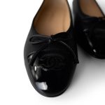 10B Black Lambskin Patent Cap Toe CC Ballerina Flats Size 40 - Image 5