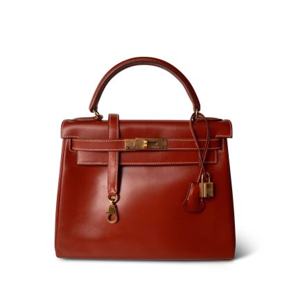 Kelly 28 Brique Box Calfskin Gold Plated (V) Stamp
