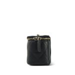 21S Black Caviar Quilted Mini Clutch With Chain Light Gold Hardware - Image 8