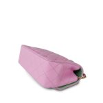 23P Light Pink/Light Green Lambskin Quilted Mini Top Handle Light Gold Hardware - Image 2
