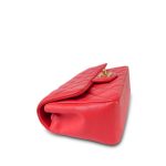 Light Red Lambskin Quilted Mini Rectangular Flap Aged Gold Hardware - Image 8