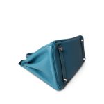 Birkin 30 Blue Jean Togo Palladium Plated L Square Stamp - Image 8