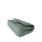 22C Green Caviar Quilted Classic Flap Medium Light Gold Hardware - Image 8