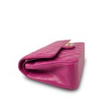 24A Pink/Fuchsia Caviar Quilted Classic Flap Medium Light Gold Hardware - Image 7