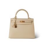 Kelly 25 Sellier Parchemin / Light Beige Box Calfksin E Square Stamp - Image 12