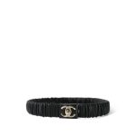 Ruched CC Buckle Lambskin Belt LGHW
