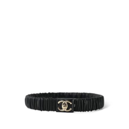 Ruched CC Buckle Lambskin Belt LGHW