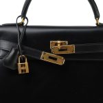 Kelly 32 Black Box Calfskin Gold Plated C Square Stamp - Image 9