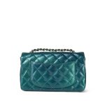 23P Multi Tone Green Patent Quilted Mini Rectangular Flap LGHW - Image 3