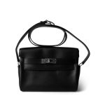 Kelly Messenger Bag PM Noir Evergrain Calfskin Palladium Plated B Stamp - Image 13
