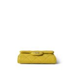 23C Yellow Caviar Quilted Key Holder Wallet Light Gold Hardware - Image 5
