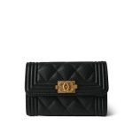 Black Boy Flap Cardholder Aged Gold Hardware