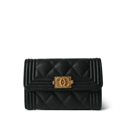 Black Boy Flap Cardholder Aged Gold Hardware