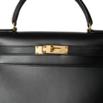 Kelly Sellier 28 Black Box Calfskin Gold Plated V Circle Stamp - Image 9
