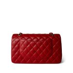 20S Red Lambskin Quilted Classic Flap Medium LGHW - Image 4