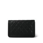 Black Caviar Quilted Boy Wallet on Chain (WOC) Aged Gold Hardware - Image 5