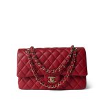 19B Red Caviar Quilted Medium Classic Flap Light Gold Hardware - Image 8