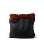 23B Navy Aged Lambskin Brown Sherling Quilted 22 Bag Small Aged Gold Hardware - Image 3