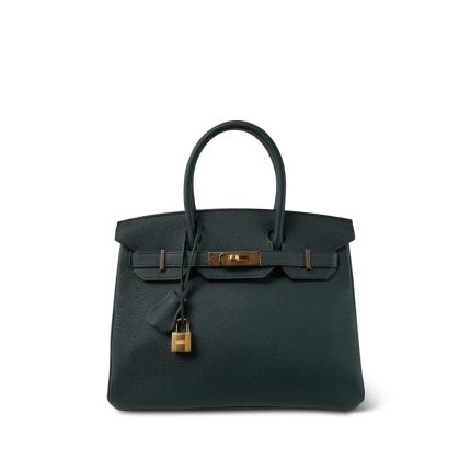 Birkin 30 Vert Cypress Togo Gold Plated C Stamp