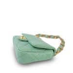 23P Light Green Lambskin Quilted Funkytown Flap Bag Antique Gold Hardware - Image 11