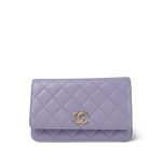 24A Purple Caviar Quilted Wallet on Chain WOC LGHW
