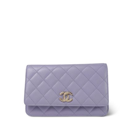 24A Purple Caviar Quilted Wallet on Chain WOC LGHW