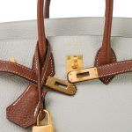 Birkin 25 Bi-Color Horseshoe (HSS) Craie/Gold Taurillon Gold Plated Y Stamp - Image 4