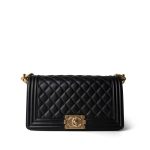 Black Calfskin Quilted Old Medium Boy Bag Aged Gold Hardware - Image 10