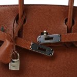 Birkin 30 Noisette Vache Liegee Palladium Plated J Square Stamp - Image 9