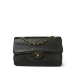 Dark Green/Khaki Lambskin Quilted Border Single Flap Gold Hardware